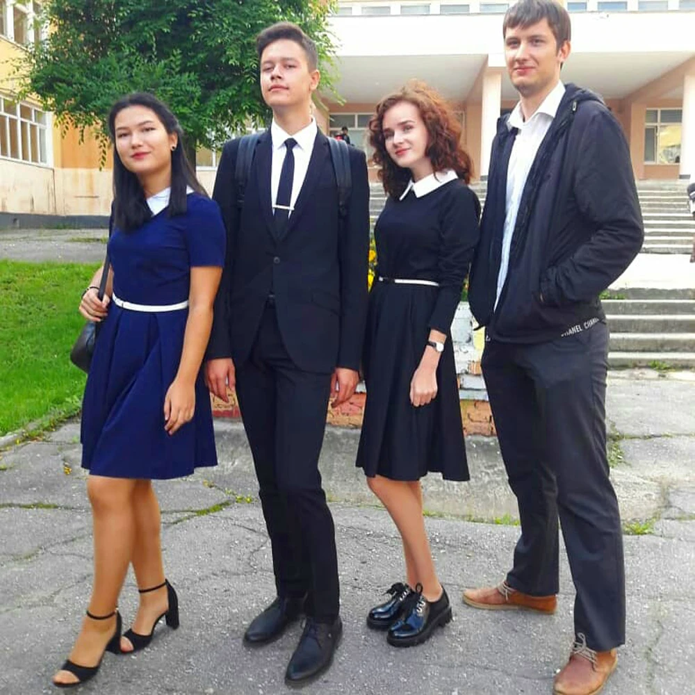 FEIBUSHI черное платье зима милый Питер школа элегантный дизайн платья с длинным рукавом бренд белый отложной воротник дамы Офис Vestidos