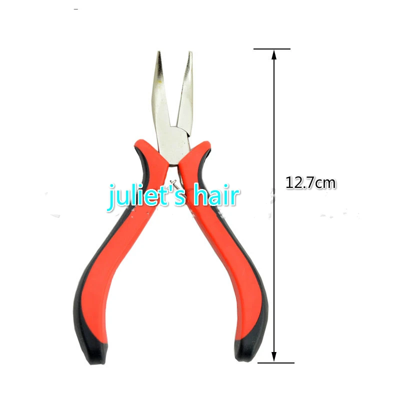 

1 PC Black Red Rustproof Bend Mouth Pliers for Micro Ring Hair Extensions Multi-function Pliers with Teeth No Holes