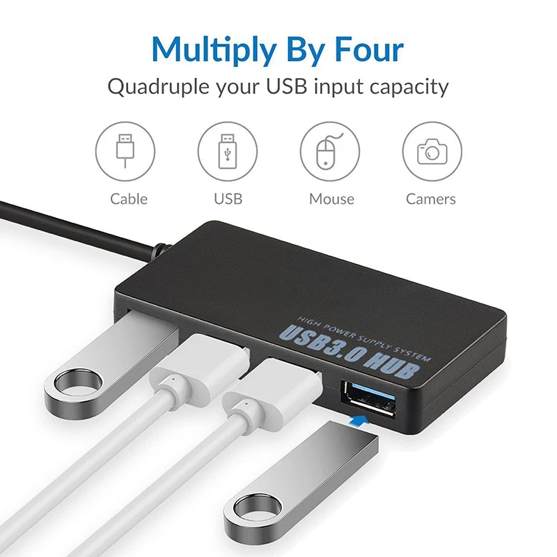 USB 3 0 концентратор 4 порта Высокоскоростной тонкий компактный разветвитель
