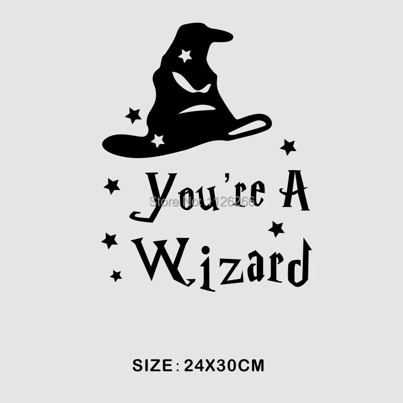 

You Are a Wizard Wall Decals Hat Art Decorative Stickers for Kids Bedroom Playroom Decor Kids Gift