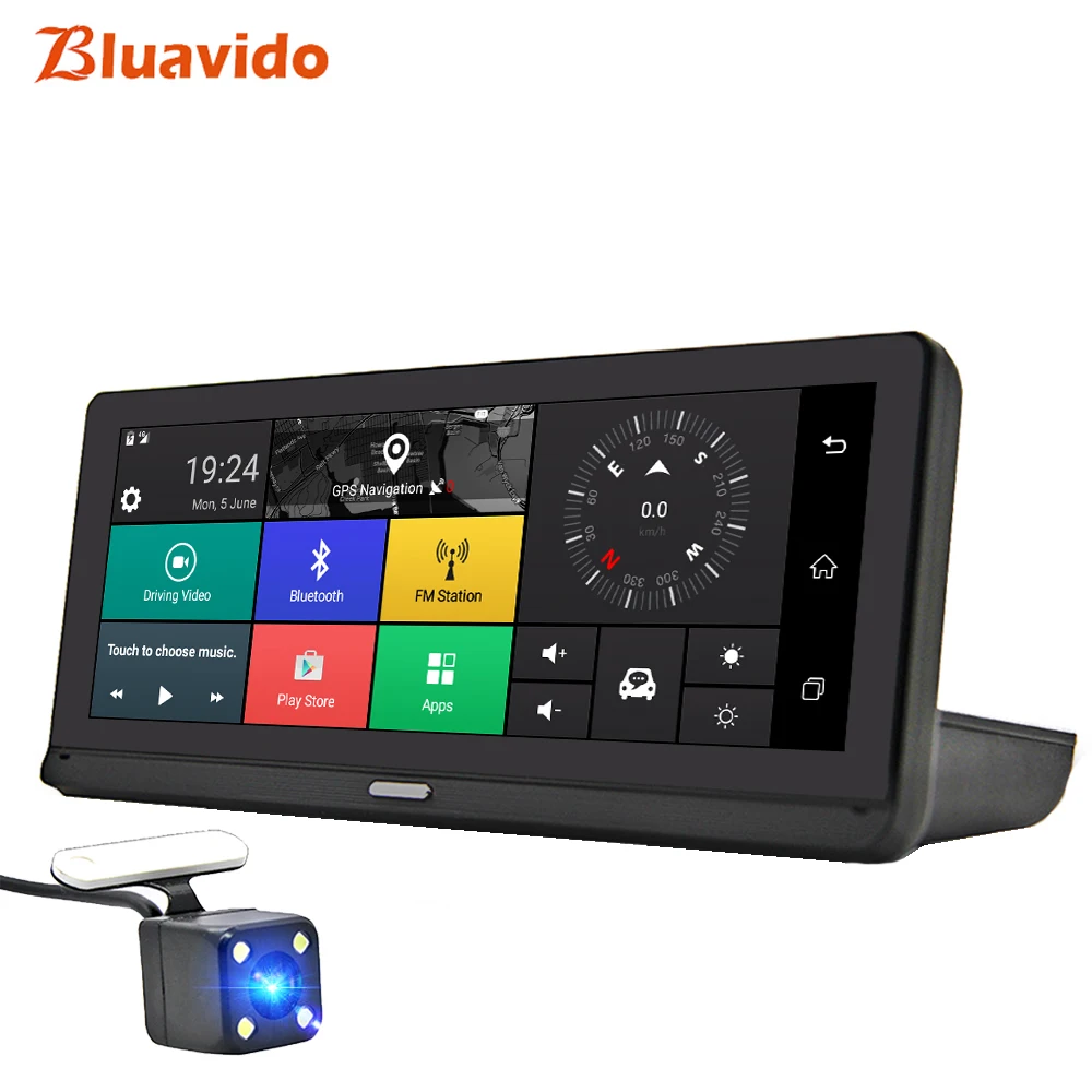 Автомобильный видеорегистратор Bluavido, 8 дюймов, IPS, GPS, 4G, Android, ADAS, FHD, 1080 P, видеорегистратор с двумя объективами, Автомобильный видеорегистратор, монитор с дистанционным управлением и ночным видением