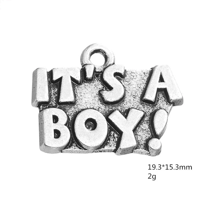 

Ancient Silver It's a Girl Boy Letter Pendant Necklace Charms Jewelry Accessories For DIY Handmade Keychains,Bracelets Making