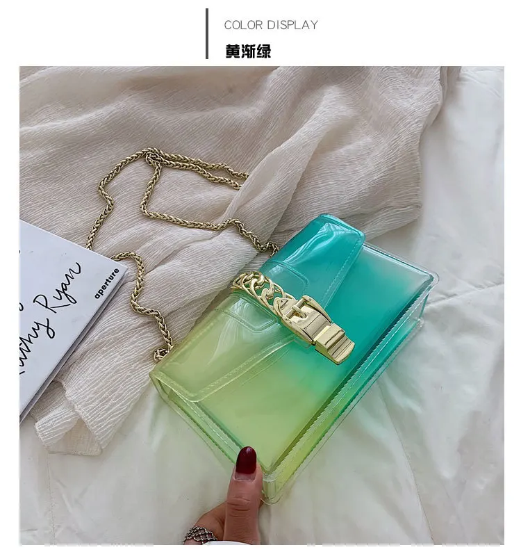 8 Colors Fashion Jelly Bag Casual Panelled Chain Shoulder Messenger Bags Summer Transparent Women Purse and Handbags Channel Bag