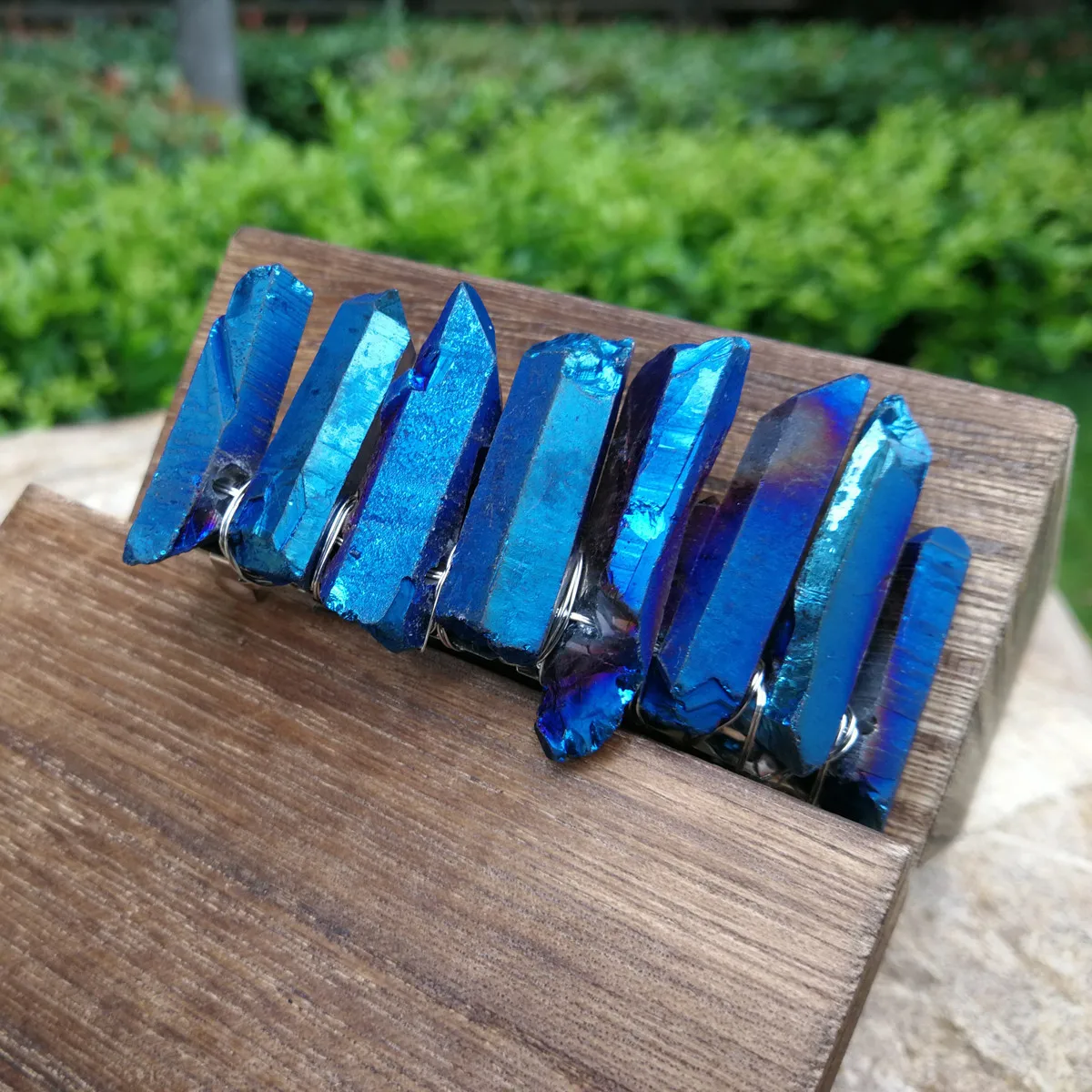 Гребень для волос с кристаллами кварца мистик Луна синий богемный головной убор