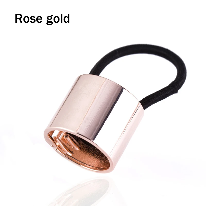 Rose Golden Модный женский простой сплав полированный конский хвост Пряжка для волос Веревка для девочек резинки для волос аксессуары для волос - Цвет: Rose Golden