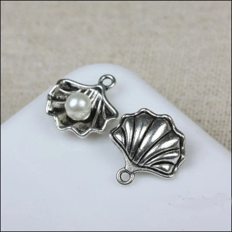 10 шт. посеребренные Подвески в виде морских ракушек 15 х15 мм