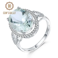 gems ballet luxury 5 57ct oval natural green prasiolite gemstone rings 925 sterling silver wedding ring for women fine jewelry