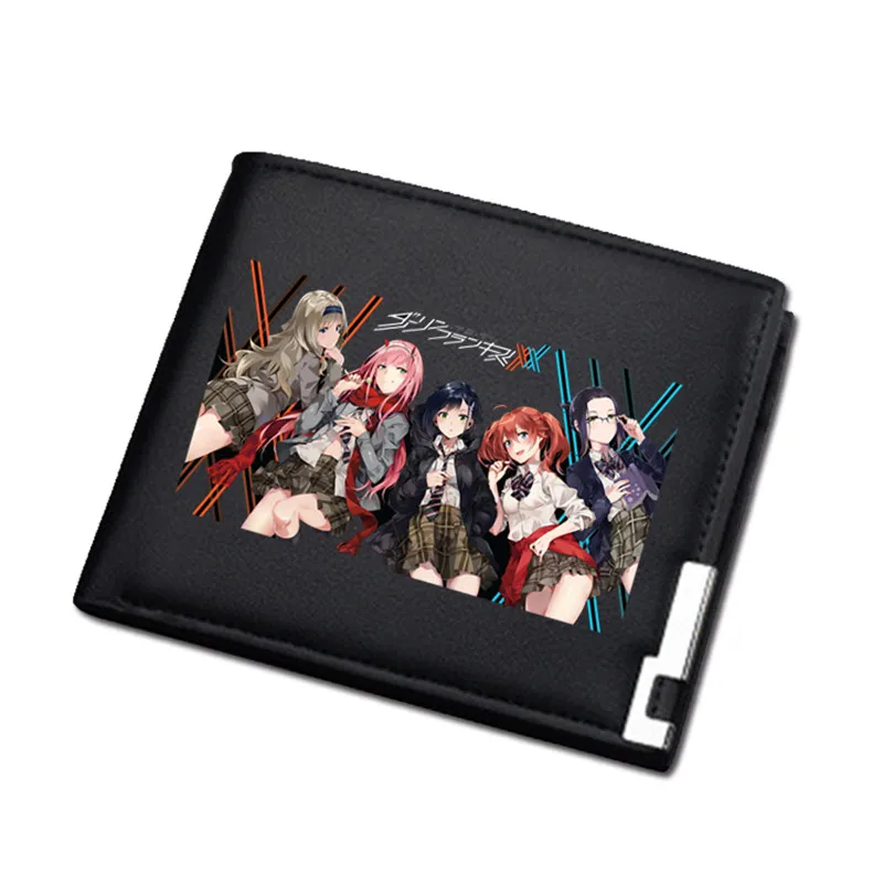Женское портмоне DARLING in the FRANXX, короткий кошелек из искусственной кожи, ноль, два удостоверения личности, держатель для карт, мультяшная сумка для денег, для девочек, Carteira