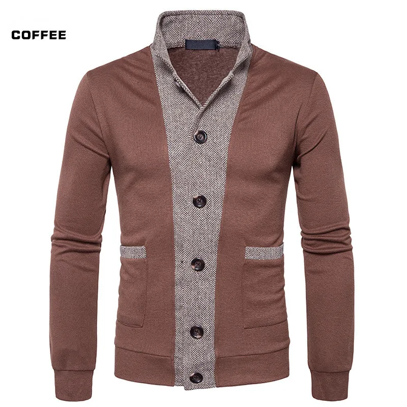 Men's Sweater 2019 New Male Brand Casual Jersey Long Mens Cardigan Fake Two Piece Slim Fit Dark Gray Homme Sweaters Men Knitwear |