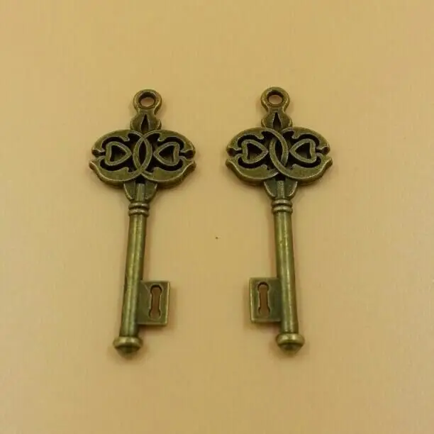 

T574 free shipping 10pcs/bag size 46*20mm key pendant telesthesia charms Antique Alloy Jewelry finding key accessories charm