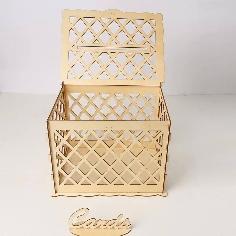 Новая деревянная коробка свадебные принадлежности DIY пара олень птица цветочный узор сетка визитная карточка деревянная коробка