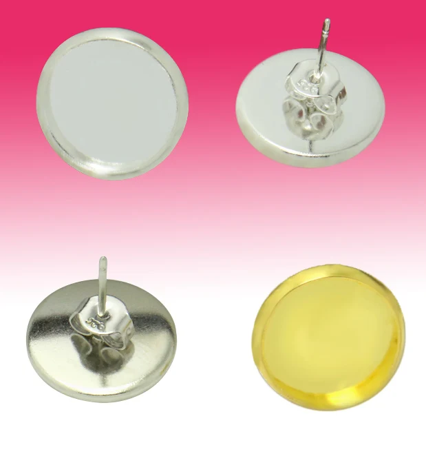 20pcs/lot Copper Blank Earring Base 10mm Cabochon Cameo Settings Bezel Tray DIY Jewelry Making