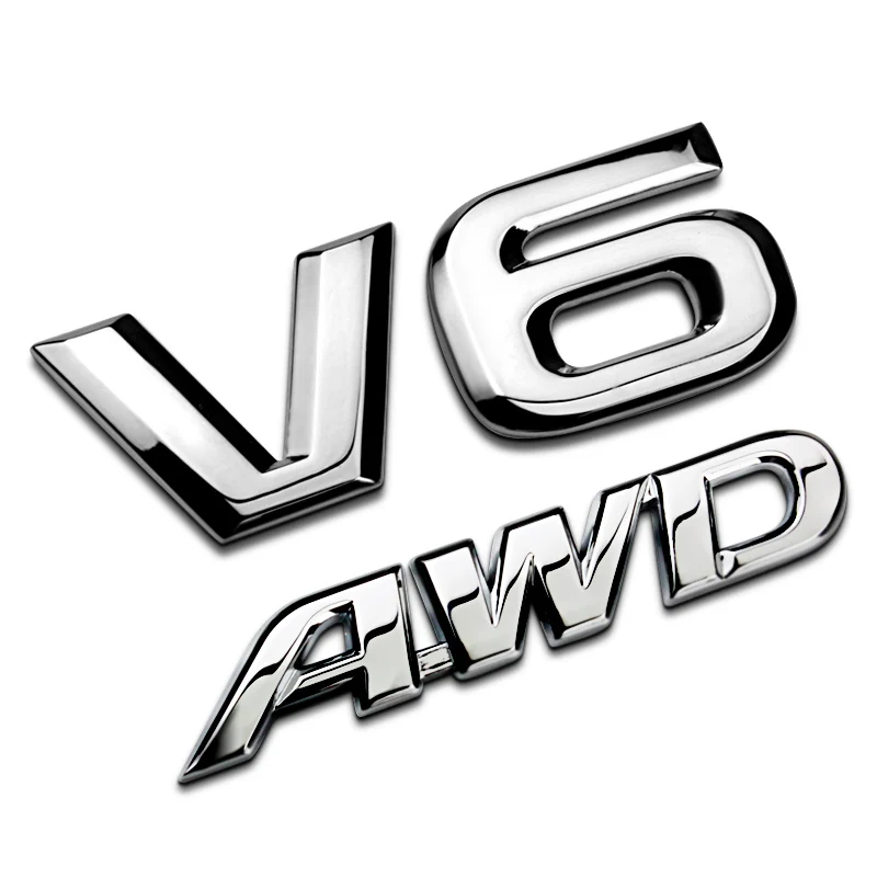 1 PCS 3D chrome V6 4WD AWD Limited Metal badge emblem Refitted Exterior Decal car Sticker for Highlander Car Styling | Автомобили и