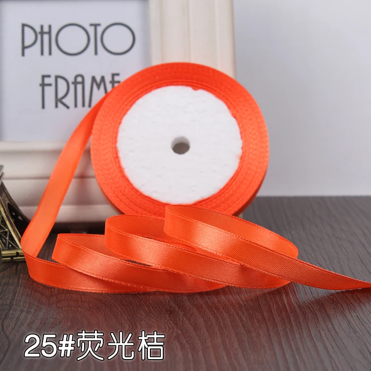Флуоресцентная оранжевая шелковая атласная лента 22 м 1 см|silk satin ribbon|satin ribbonribbon 1cm |