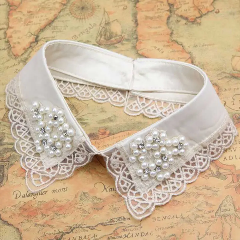 Женская Съемная рубашка Colla накладные воротники жемчужные кружевные украшения