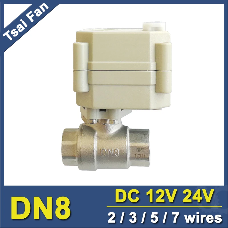 

Tsai Fan DC12V/24V Stainless Steel Electric Ball Valve With Manual Override And Indicator, 2 Way DN8 Auto Shut Off Valve