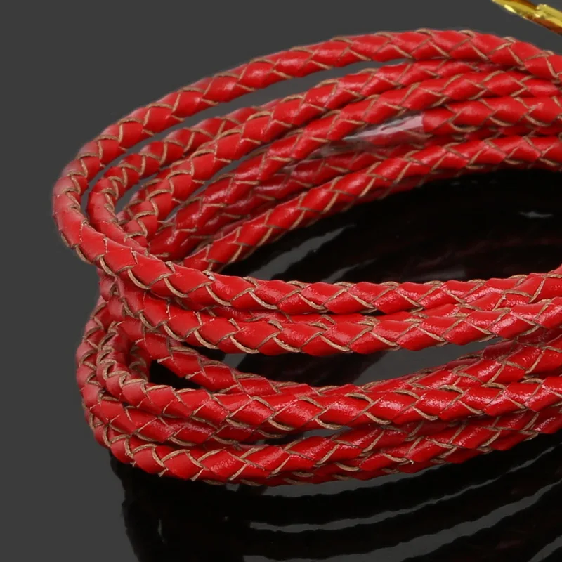 Новый 2 метра/упаковка 3 мм круглый плетеный кожаный шнур/веревка для ожерелья