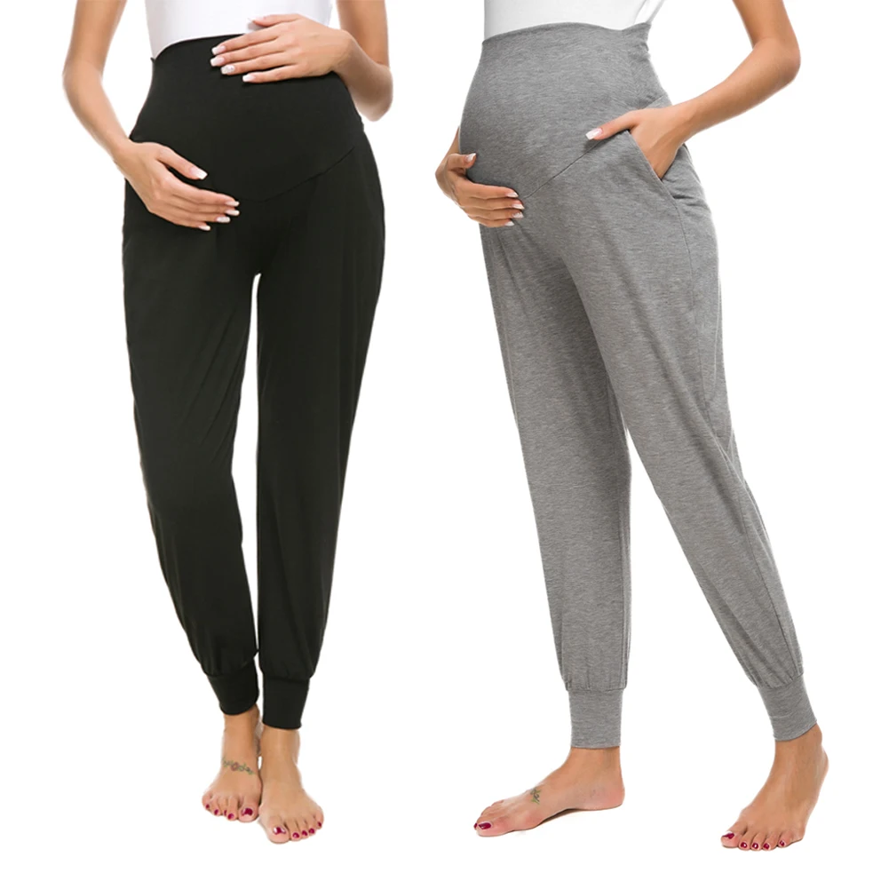 2 pcs as pic Комплект из 2 предметов; удобные женские брюки для беременных с высокой талией; брюки для беременных с завышенной талией; эластичные брюки для беременных - Цвет: 2 pcs as pic