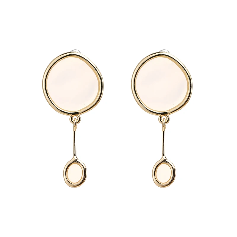 Yhpup Trendy Korean Candy Enamel Color Round Dangle Earrings Copper Geometric Minimalist Jewelry for Women Girl Summer Brincos