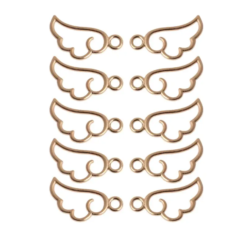

10Pcs Angel Wing Metal Frame Pendant Open Bezel Setting UV Resin Jewelry Charm