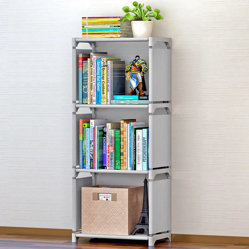 Silver Gray 4L Несколько кубиков детский книжный шкаф простой Собранный игрушечный шкаф для хранения книг Дисплей Стенд кабинет книжная полка для украшения дома - Цвет: Silver Gray 4L