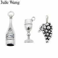 julie wang 12pcs wine bottle goblet grape set charms antique color alloy earrings bracelet jewelry making pendant accessory