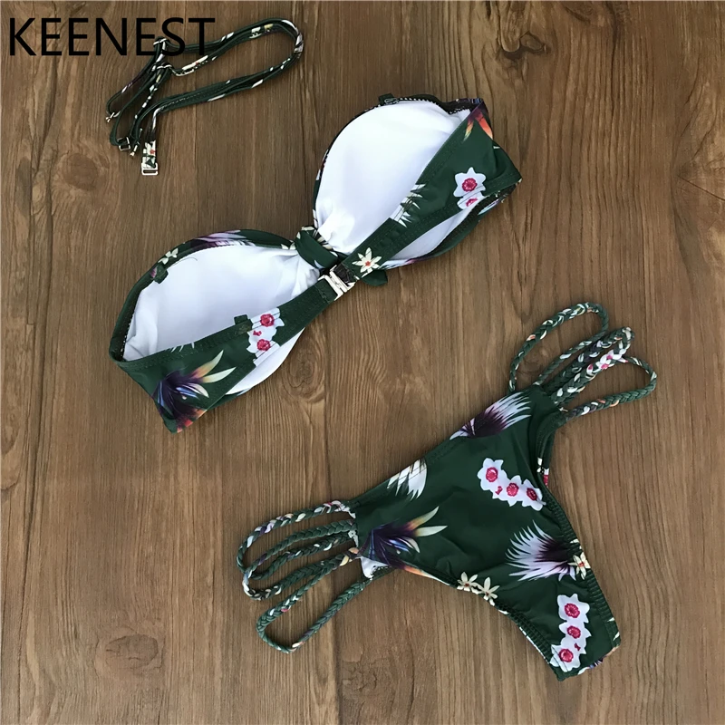 Женский купальный костюм KEENEST бикини с высокой талией и лямкой на шее сексуальный