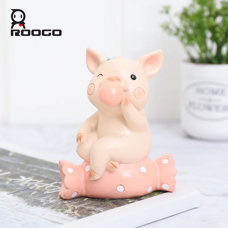 Roogo животные миниатюрные фигурки из смолы Милая Свинья для домашнего украшения
