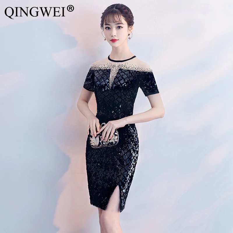QINGWEI женские 2019 новые стильные банкетные элегантные длинные пикантные Летние