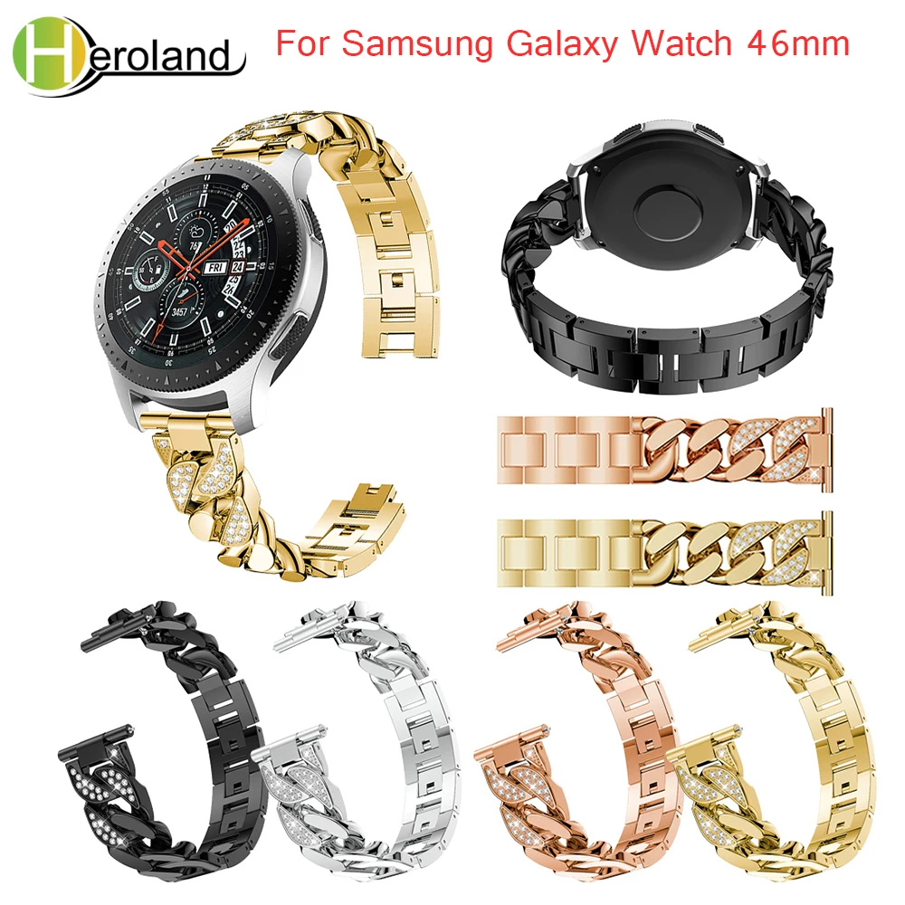 Ремешок для часов Samsung Galaxy Watch 46 мм сменный Браслет из нержавеющей стали с белыми