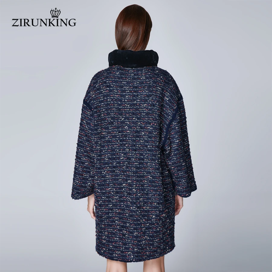 ZIRUNKING, Женский двусторонний Настоящий мех кролика, пальто, женские модные меховые пальто, женская верхняя одежда, верхняя одежда ZC1850