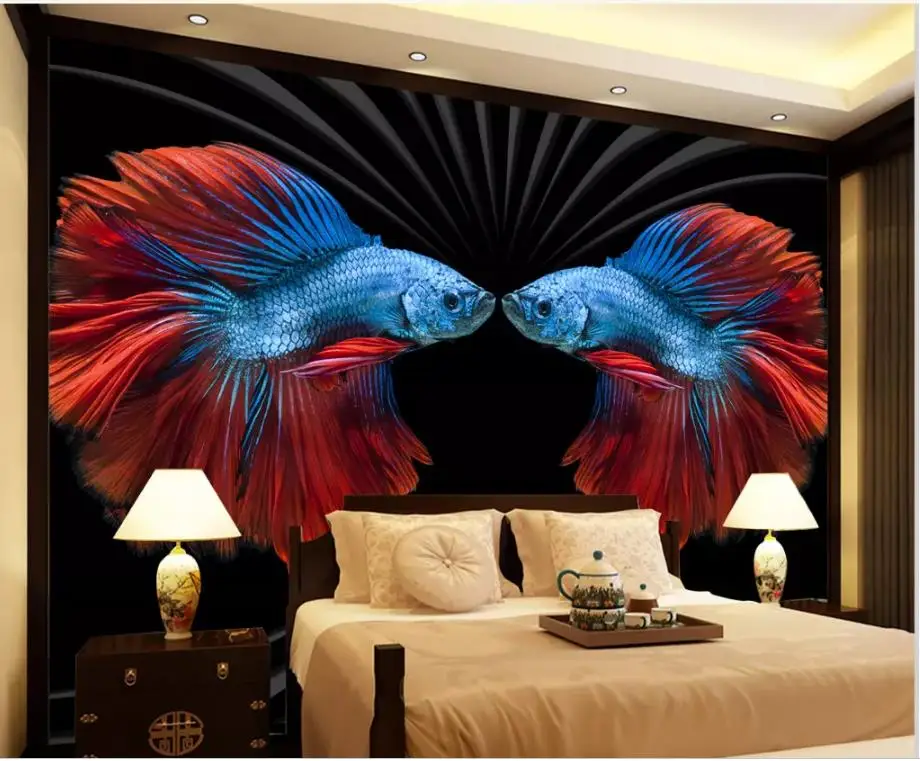 Современные обои для гостиной рельефные Ретро индивидуальные цветные рыбы