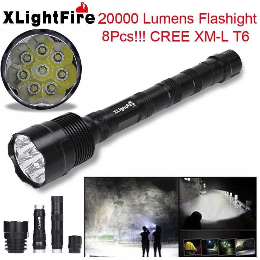 Новый высококачественный XLightFire 20000 люмен 8x XML T6 5 Режим 18650 супер яркий