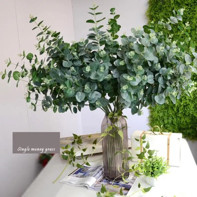 Искусственных листьев ветки моделирование завод эвкалипт большой букет Пластик