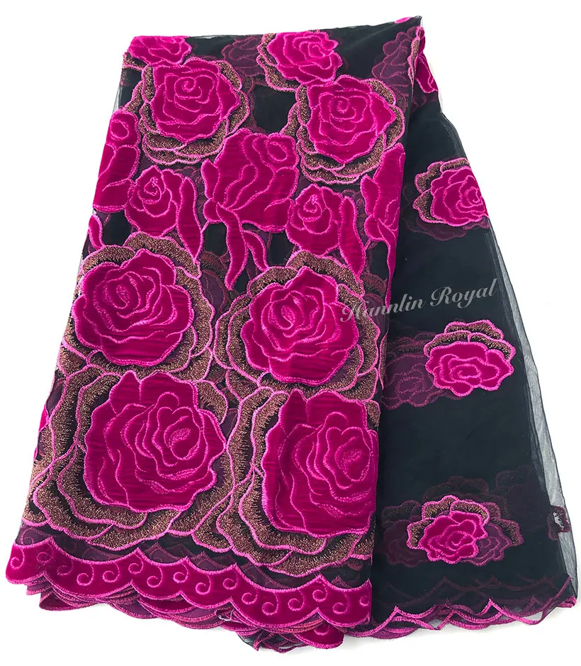 5 ярдов бархатная Тюлевая кружевная африканская французская ткань большая