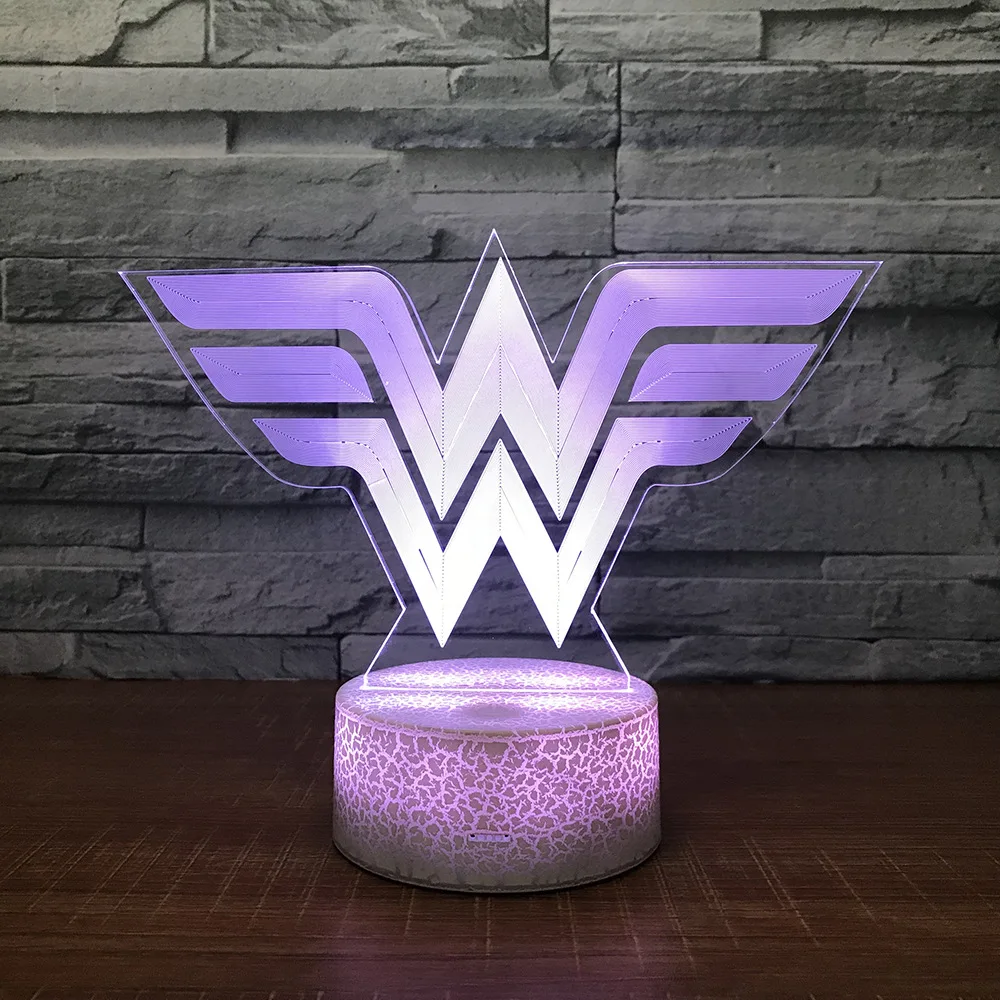 HQXING акриловый Wonder Woman 3D светодиодный ночник RGB 7 цветов Изменение Настольная лампа фигурки для мальчиков и девочек рождественские игрушки