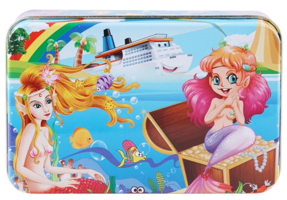 AP-21 60 Pieces Puzzle Wooden Toys Cartoon Animal Wood Puzzles with Iron Box Kids Baby Early Educational Learning Toys for Children - Цвет: AP-21