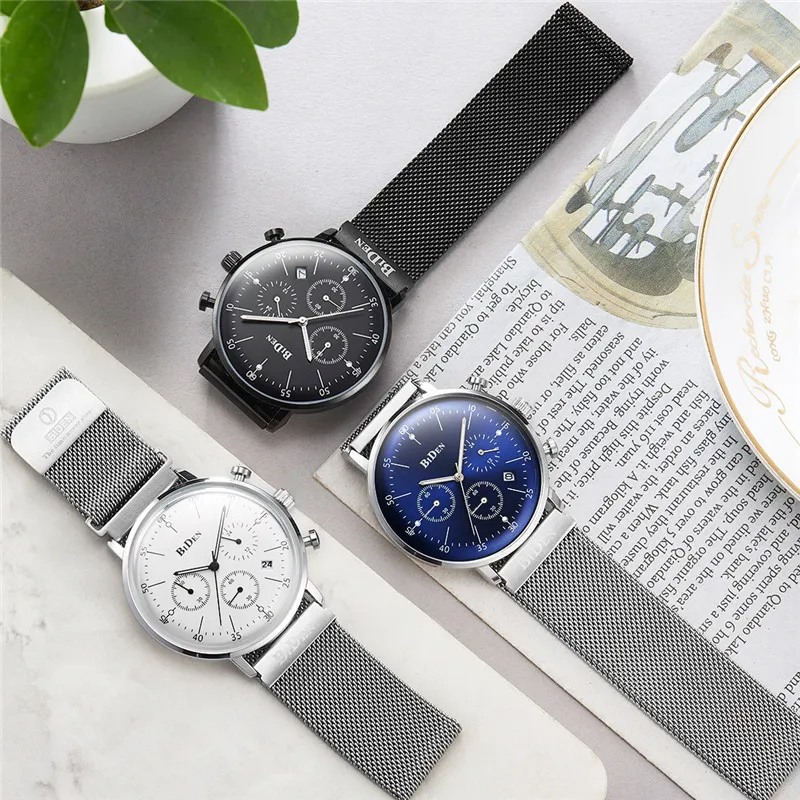 Бренд BIDEN роскошные часы с хронографом для мужчин военные спортивные мужские