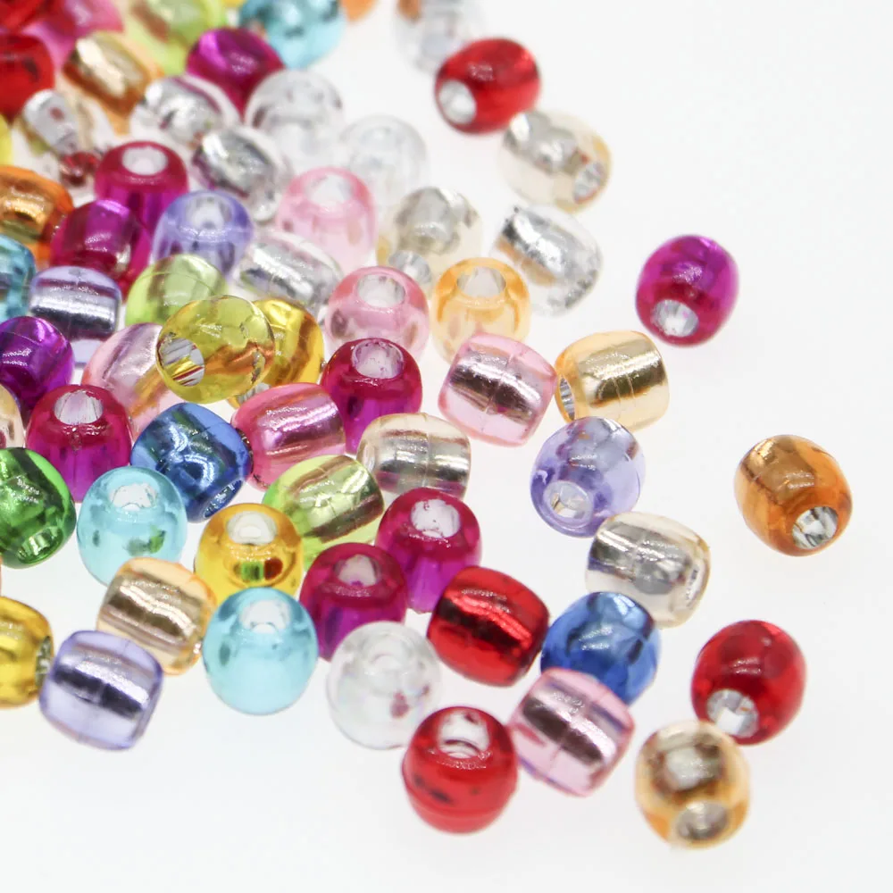 

CHONGAI 200 шт внутри разноцветные акриловые бусины для рукоделия для детей, модные ювелирные изделия 7x8мм