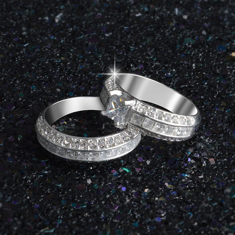 Набор колец в форме волны для женщин и мужчин 2 шт. свадебное серебряное кольцо