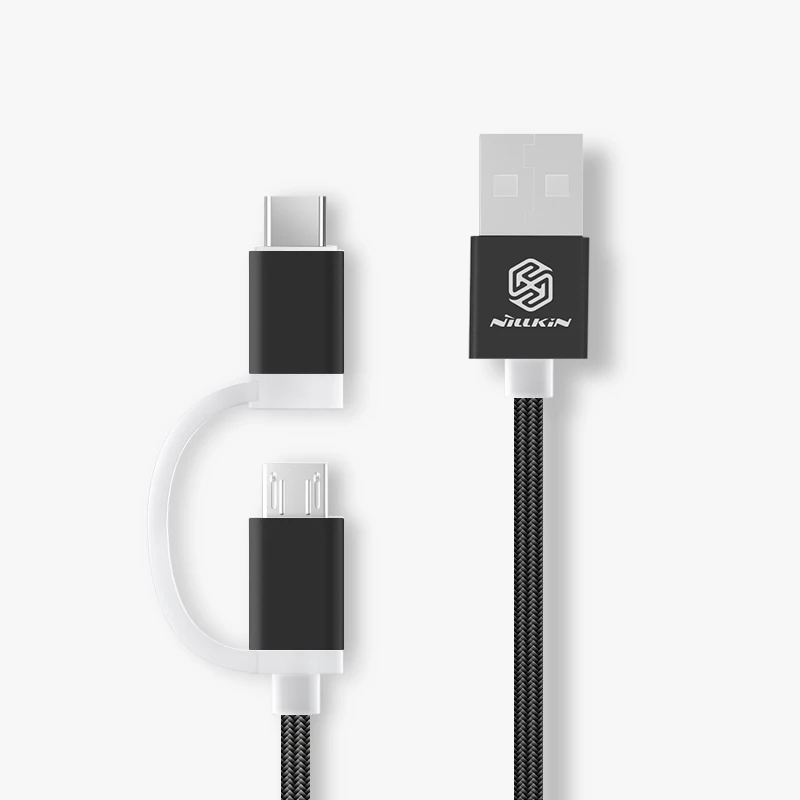 Nillkin 2 в 1 mi cro USB + type C зарядный usb-кабель для передачи данных Xiao Pocophone F1 8 samsung sony huawei |