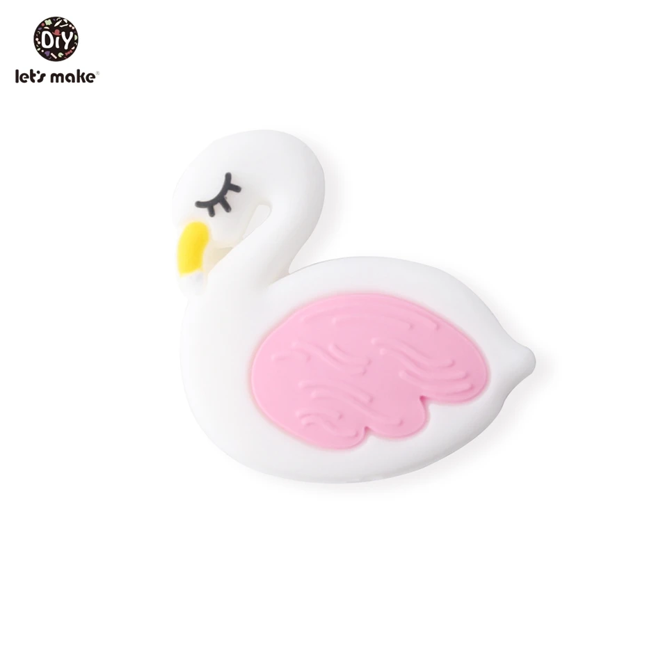 flamingo white Let's Make/5 шт., силиконовые бусины для прорезывания зубов, детские игрушки с изображением совы из мультфильма «Angry Of Bird», сделай сам, соски, клипсы, Детские Прорезыватели без бисфенола - Цвет: flamingo white