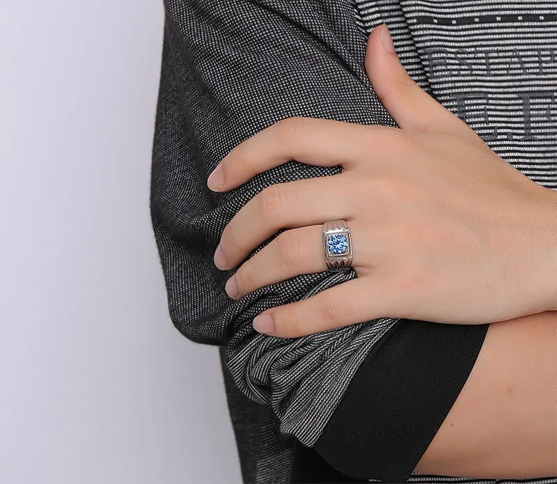 Модное кольцо для помолвки мужчин из нержавеющей стали 316l с искусственным камнем