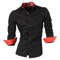 jeansian casual shirts dress male mens clothing long sleeve social slim fit brand boutique cotton western button 2028