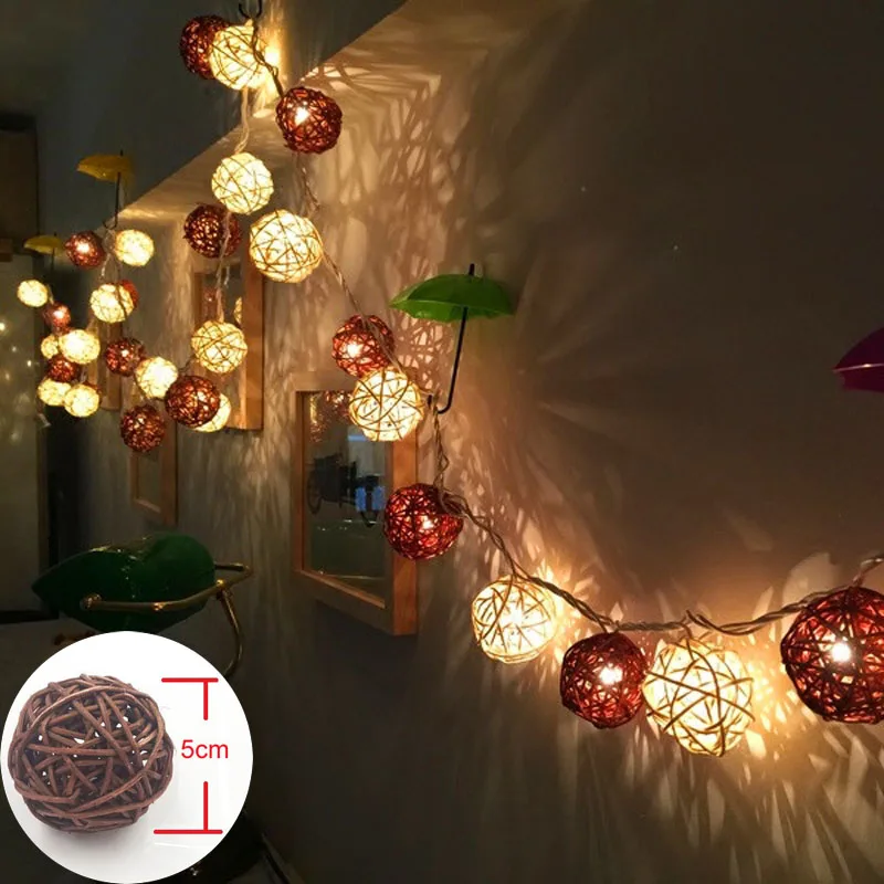 20/38 шт. светодиодные гирлянды из ротанга|ball led|garland lightrattan ball led |