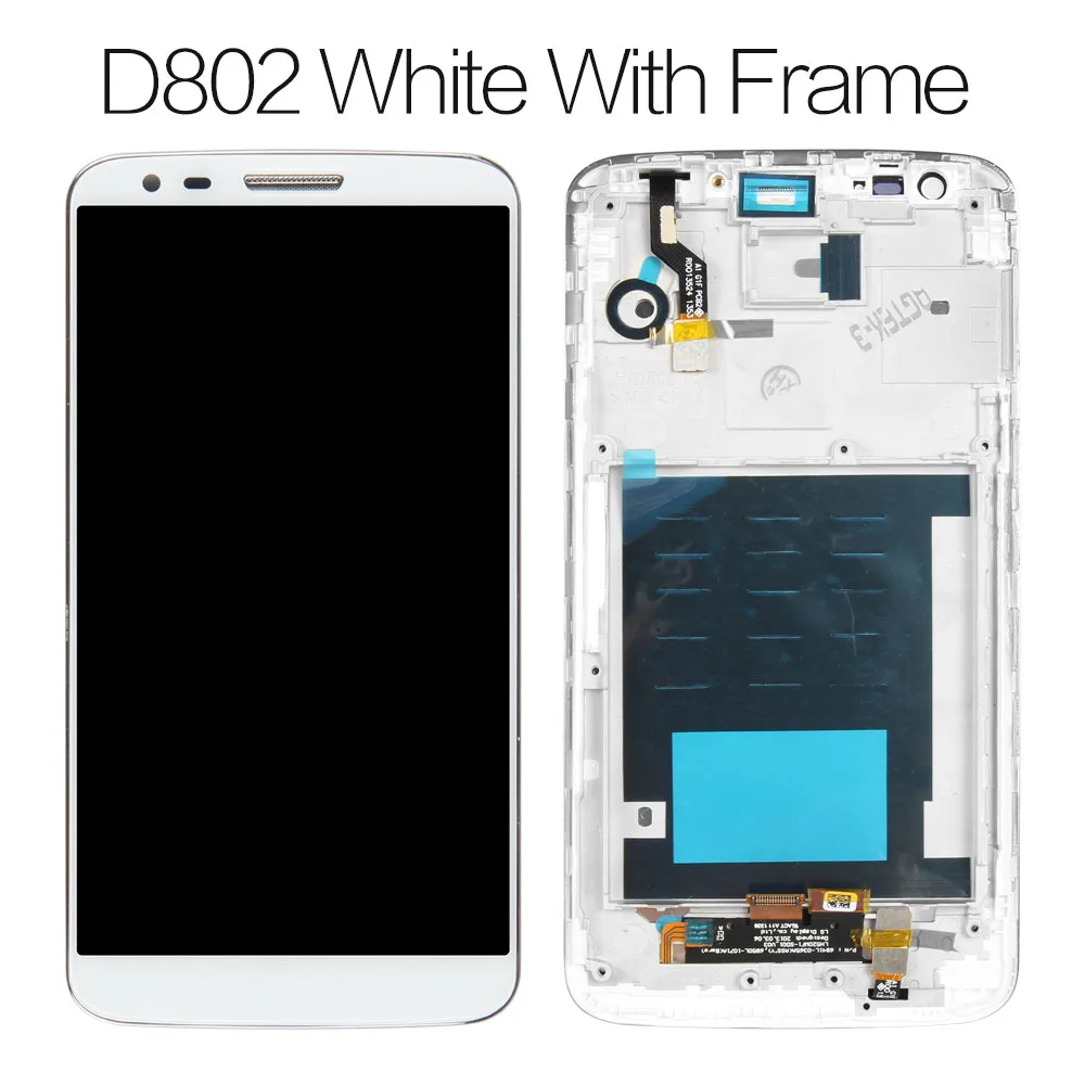 D802White with Frame 5,2 ''для LG G2 ЖК-дисплей сенсорный экран для LG G2 ЖК-дисплей D800 D801 D802 D805 D803 VS980 F320 LS980 ЖК-замена - Цвет: D802White with Frame