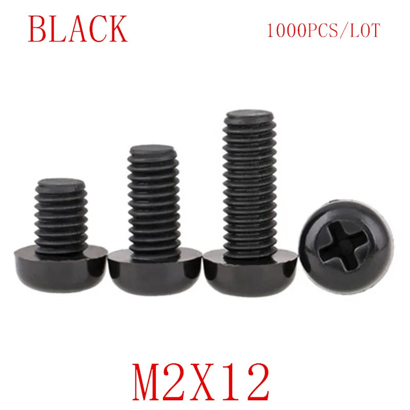 

1000PCS wholesale M2*12 M2x12 black nylon plastic round pan head screw