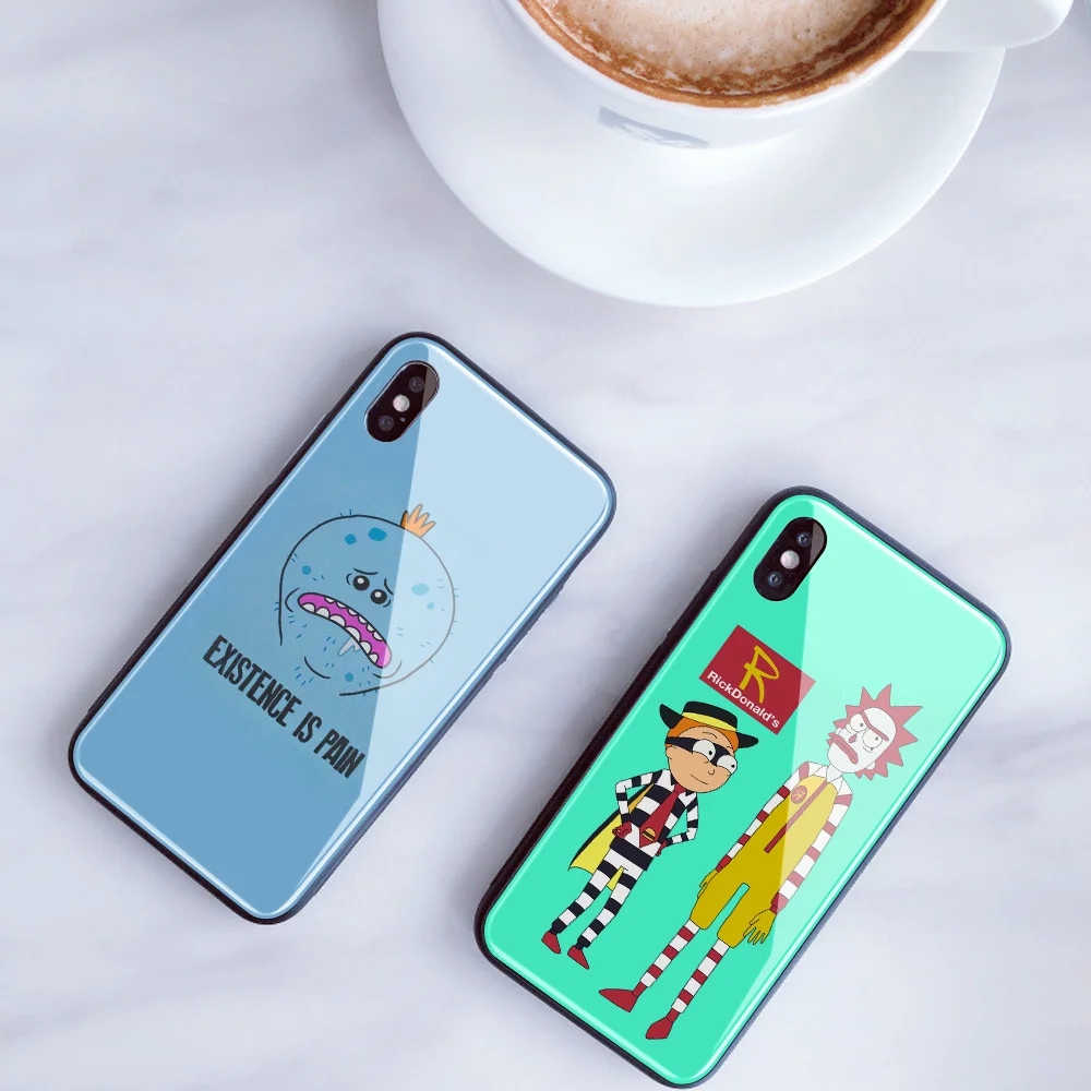 На заказ Чехол из закаленного стекла для телефона для iphone 11 Pro XS MAX XR 5 5S SE чехол Рик и Морти рассол сделай сам для iphone 8X10 7 Plus 6s