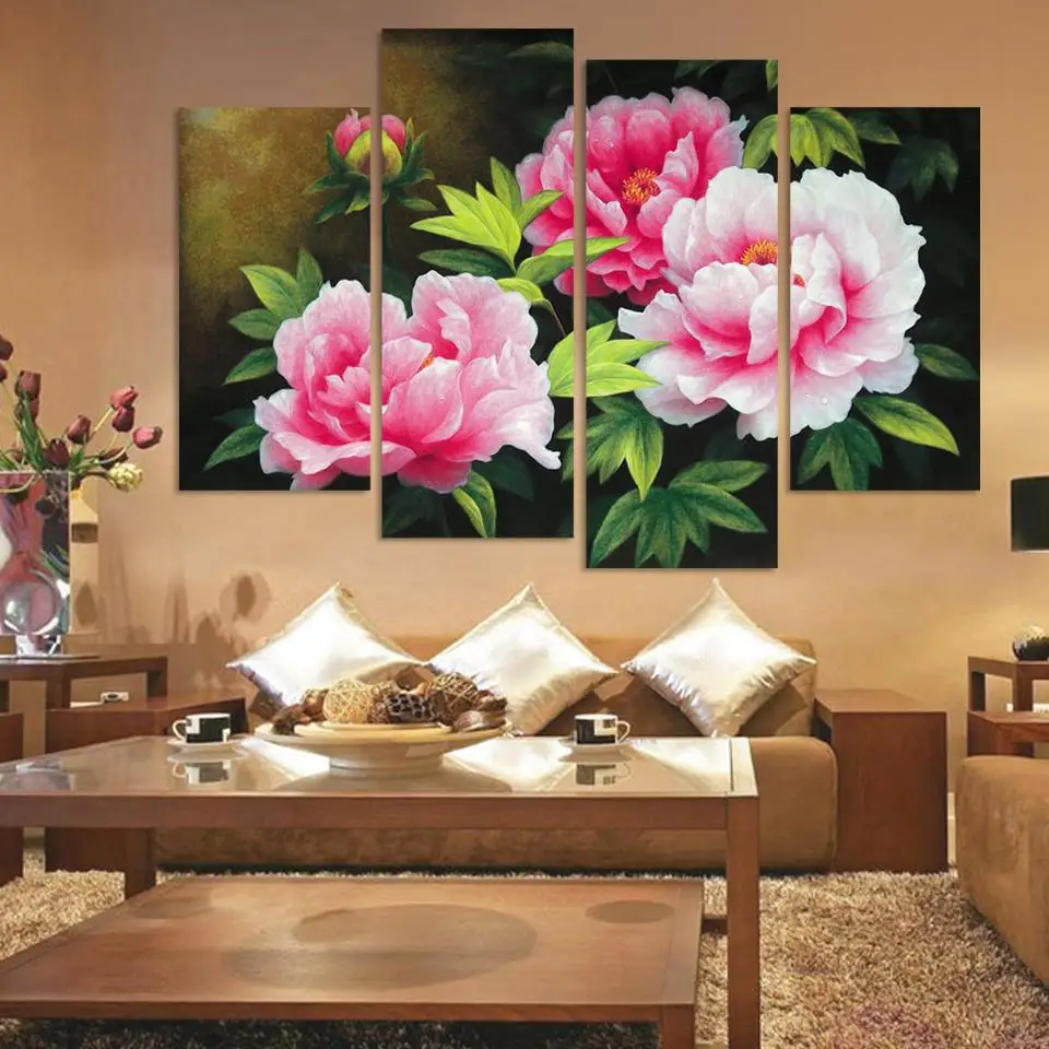 Модные без деревянной рамки подарок искусство холст живопись Белые и розовые