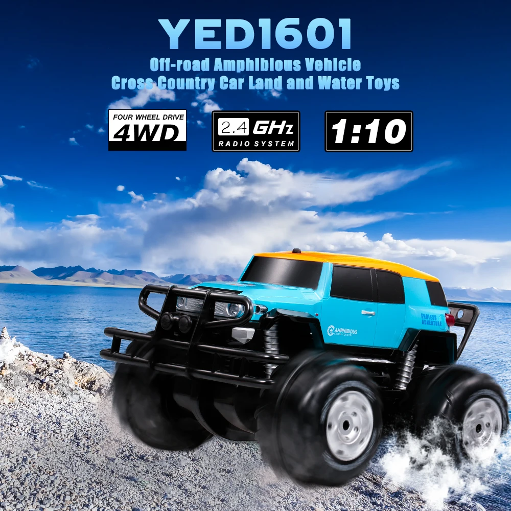 YED1601 1/10 2 4 ГГц 4WD большое колесо внедорожник амфибия вездеходный автомобиль земля